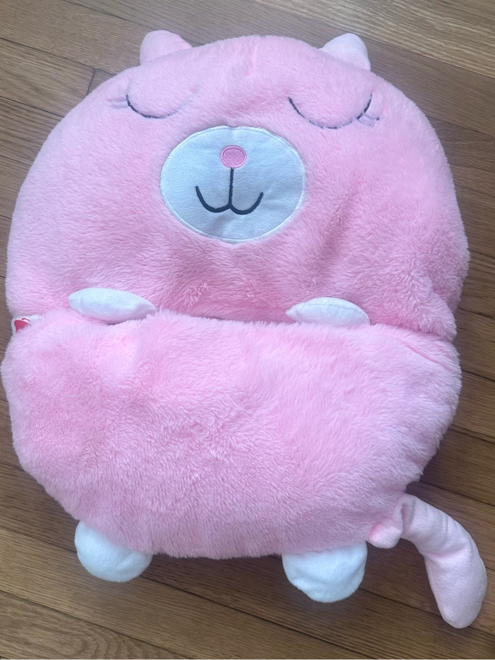 Happy Napper Pink Kids Character Cushion - Soft Animal Pillow (Cat)